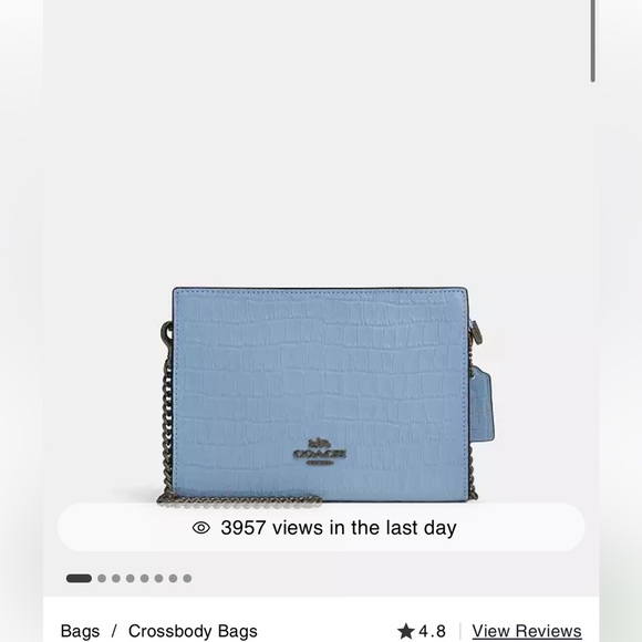 Coach Klare Crocodile Embossed Leather Crossbody Bag in Cornflower Blue - Picture 11 of 11